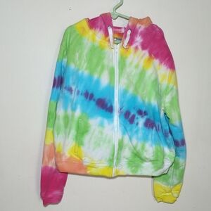 Tractr Tie-Dye Hoodie Hooded Sweatshirt Hoodie Bright Colorful Girls Size L